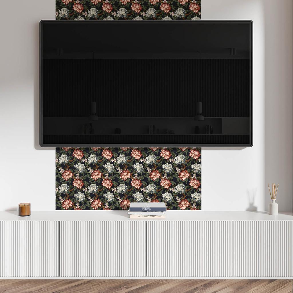 Kafelki Samoprzylepne Winylowe - Ścienna Dekoracja Do Biura Kwiatowy Wzór Na Tle 20X20X20 Cm