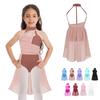 Kids Girls Lyrical Contemporary Modern Dance Costume Hater Ballet Leotard Dress Gymnastic Outfit