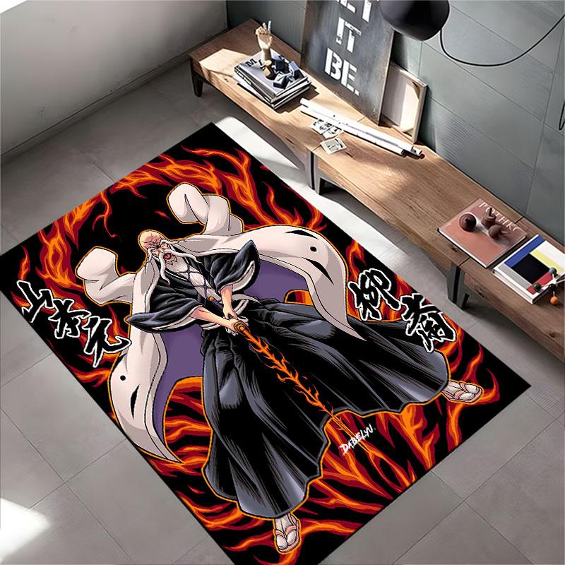 Samurai with Flaming Sword Design suitable as a non-slip mat for the living room or bedroom sofa