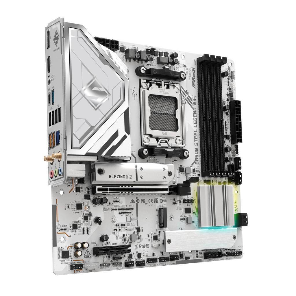 ASRock Motherboard B850M Steel Legend WiFi AMD Ryzen 9000 8000 7000 Series CPU Compatible DDR5 Micro ATX Motherboard Authorized Distributor / / (Soket