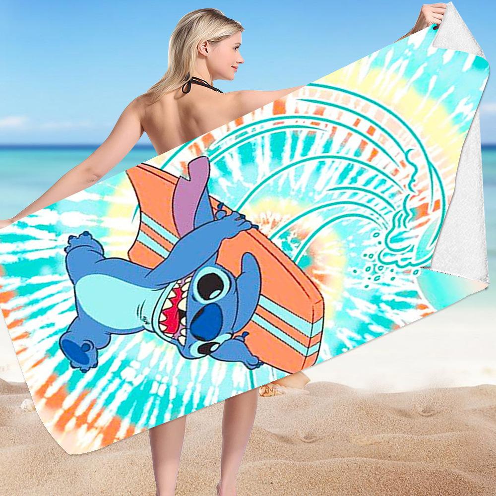 Stitch Zai Animation Beach Towel Microfiber Double-Sided Fleece Beach Towel Bath Towel Variety Square Towel Beach Towel