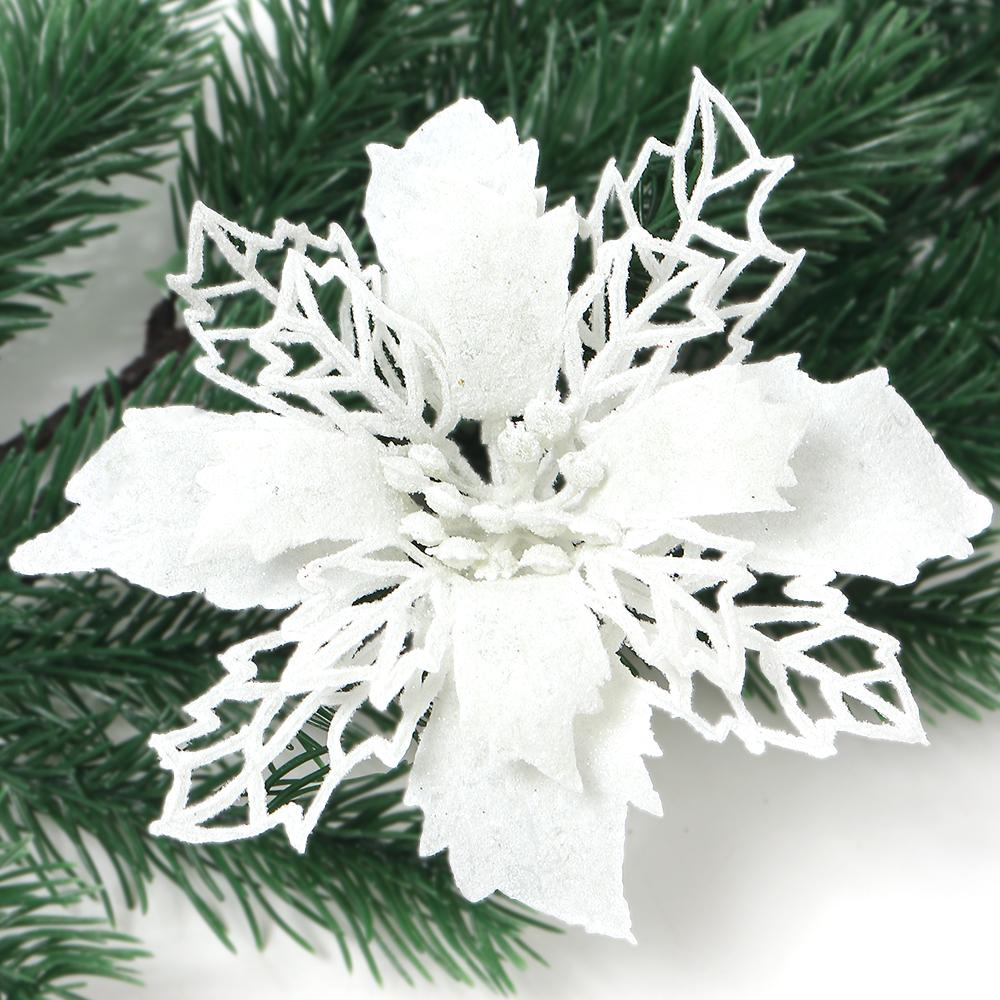 5/10Pcs Christmas Decoration 11CM Artificial Flowers Xma Tree Pendant Ornaments Home Decor Navidad New Year 2025 Party Supplies