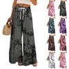 Women Summer Boho Palazzo Pants High Waist Wide Leg Floral Printing Casual Trousers With Pockets