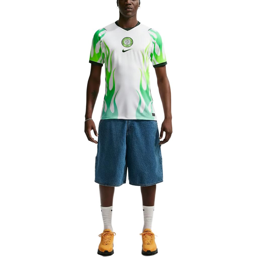 Nike Dri-Fit Сезон 2026 Нигерия Выездная Фан-версия Color Block Быстросохнущий Пуловер С коротким рукавом Футболка Мужские топы IB5376-100
