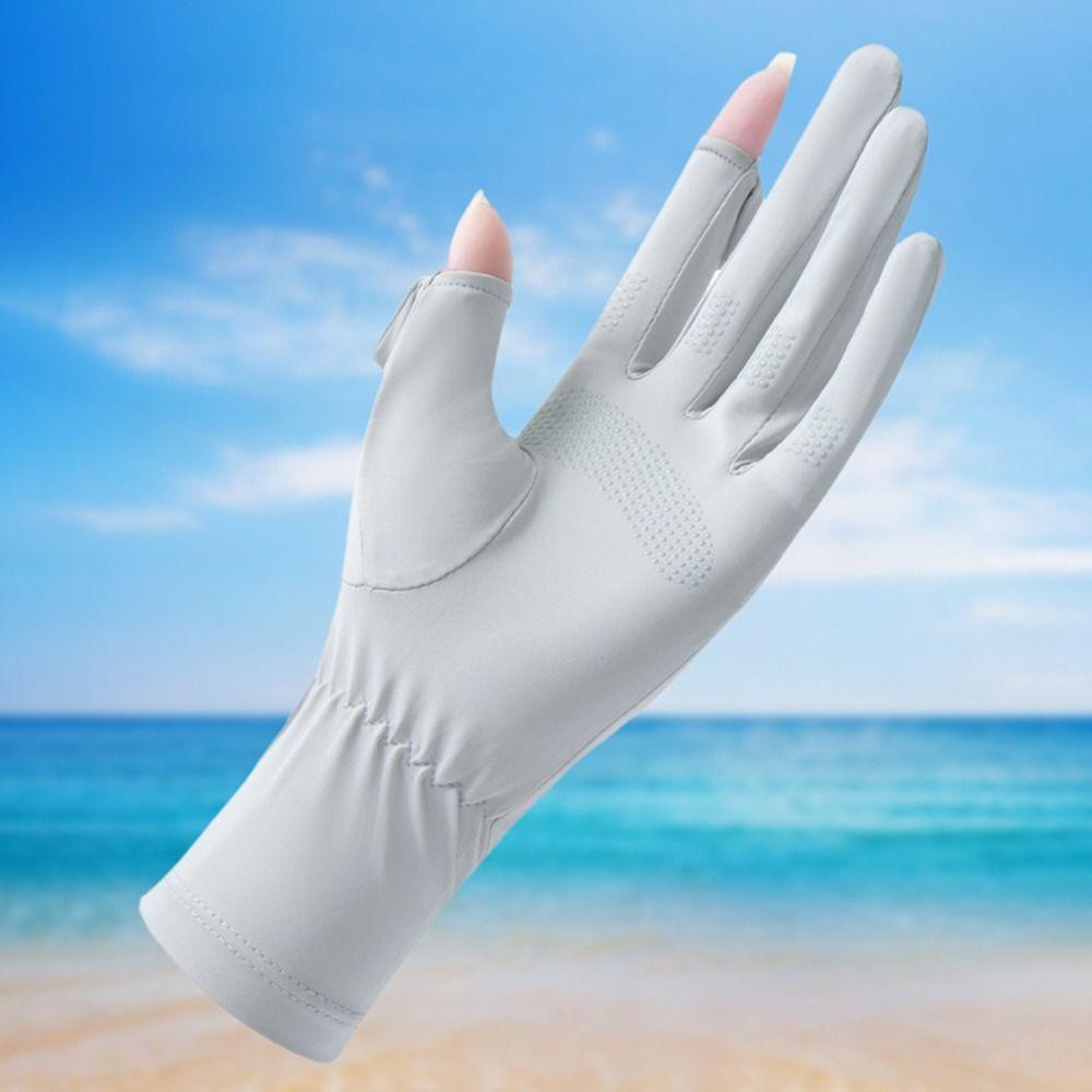 Солнцезащитные перчатки из ледяного шелка, тонкие варежки с защитой от УФ-лучей, модные перчатки для велоспорта и вождения, женские и для девочек
