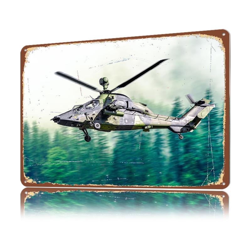 Attack Helicopter D Printed Texture Poster Personalized Wall Art Retro Metal Tin Signs for Home Decoration Garage Decorations