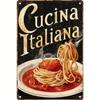Винтажная металлическая жестяная табличка Cucina Italiana Итальянская еда Настенное искусство Рустикальный декор кухни Забавный Бар Кафе Ресторан Дом Без питания N