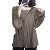 R6seven Long Sleeve Crew Neck Loose Polyester Pleated Bell Solid Women's Innerwear, Fit, Blend, Sheer, Versatile, Sleeves, Color, Comfortable, Casual,