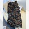 Women's Retro Floral High-Waist A-Line Slit Midi Skirt - Autumn 2025 Fashion