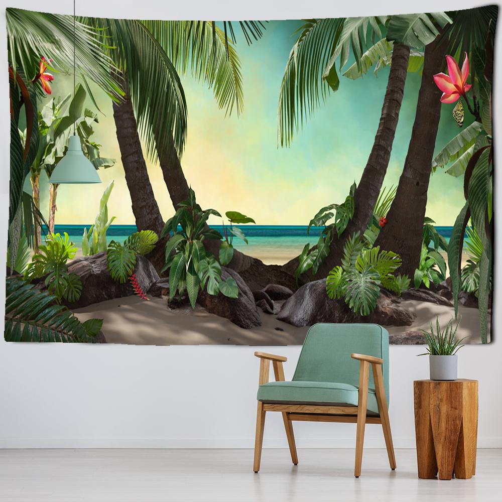 Гобелен из натуральных растений, настенный гобелен с изображением животных, декоративный хиппи, богемный ковер, воздушный фон, ткань