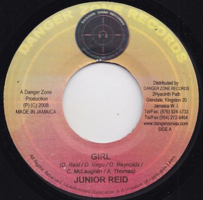 Пластинка 7 дюймов JUNIOR REID / FANTAN MOJAH - Girl / No War NONE Danger Zone Rec 2008 Ямайка Регги, Ска и Даб Б/у