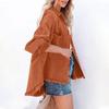Women Loose Casual Denim Jacket Female Jacket Frayed Edges Trim  Long Sleeve  Coat With Pockets