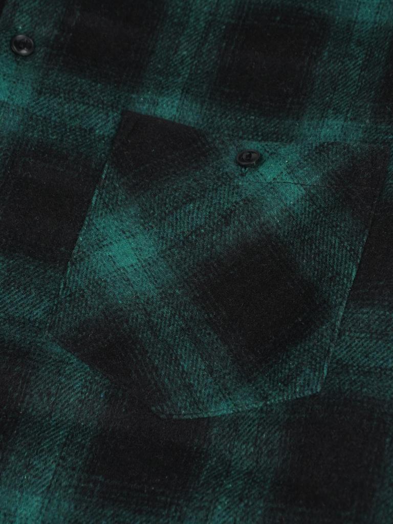 NENETS AUTHENTIC Wool Pocket Ombre Check Shirts (Green)