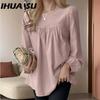 Women's Fashion Casual Solid Color Print Long Sleeve O Neck Blouses & Shirts