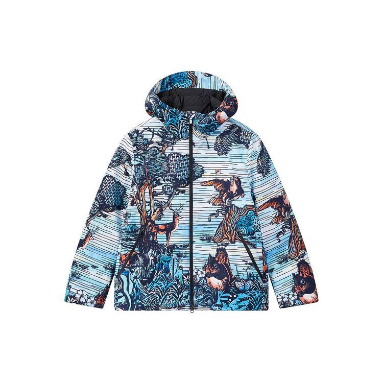 Fila Korno Mountain All Over Print Loose Lightweight Down Jacket Men Outerwear Forget-Me-Not-Blue F11M048912F-LB