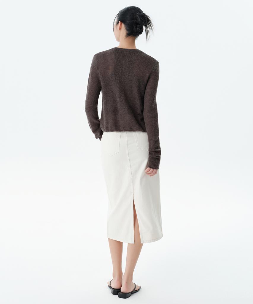Musinsa Standard Woman Women'S Denim Midi Skirt [Cream]