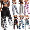 Women Casual Butterfly Printed Sleeveless Camis Tops+Long Pants 2 Piece Set