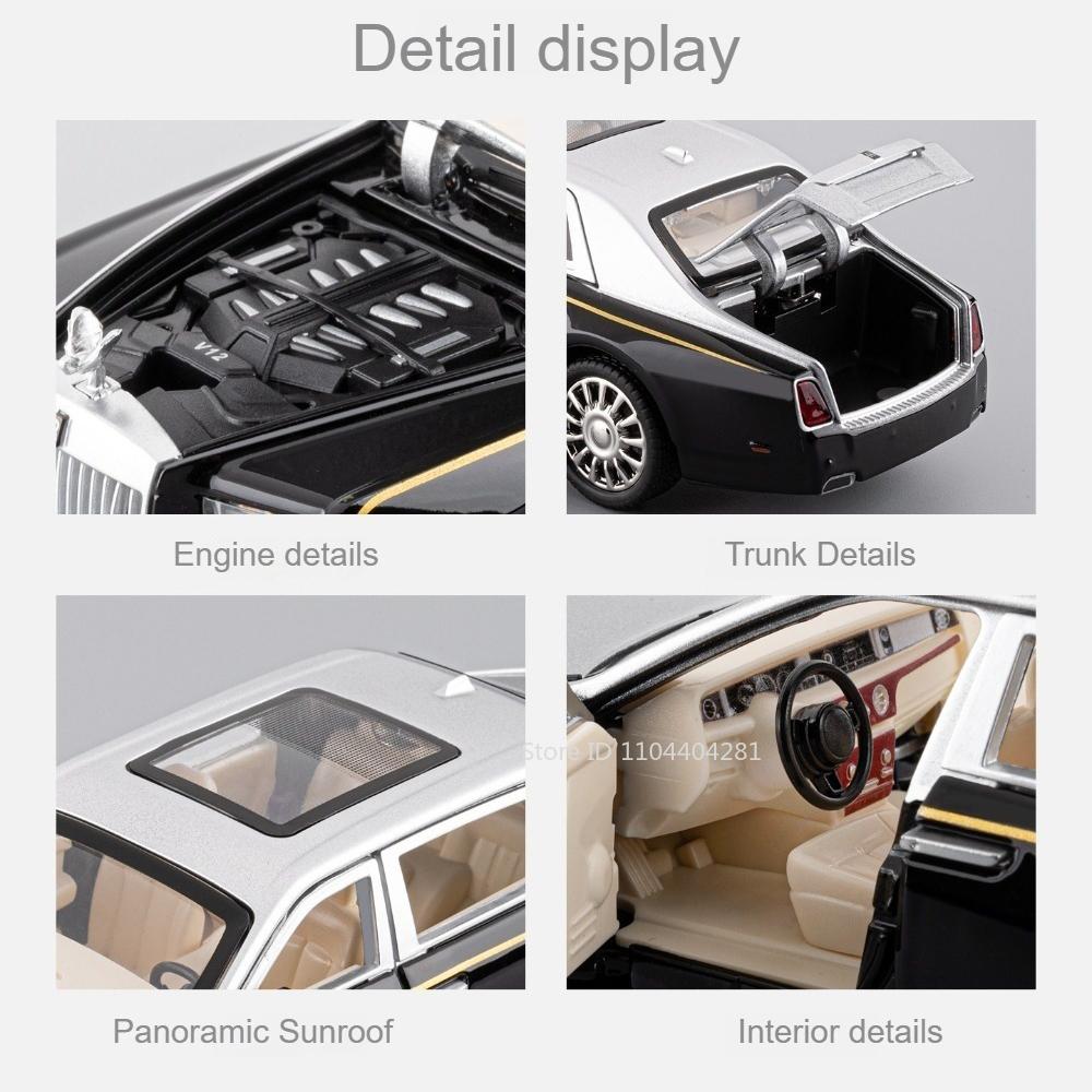AAZH1 1:32 Rolls Royce Phantom Wraith Toys Car Diecast Alloy Model with Sound Light Pull Back Doors Opened Cars Friend's Birthday Gift