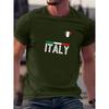 Men's Summer 100 Cotton Fashionable Casual Sports Loose Fit Plus Size Italian Letter Printed Round Neck Short Sleeved T-shirt