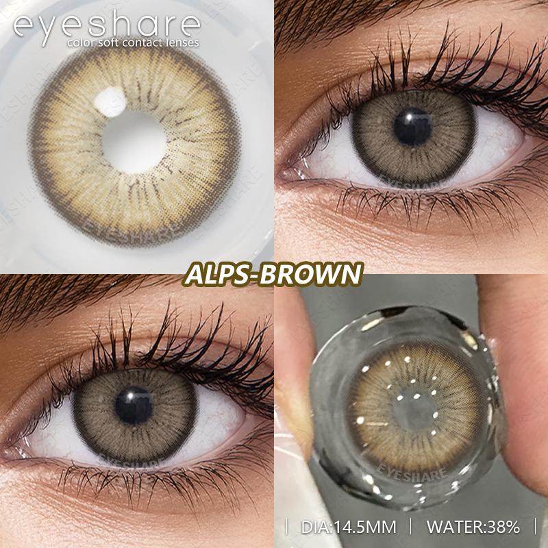 2Pcs Natural Green Colored Contacts for Eyes Blue Lenses Brown Eye Contacts Yearly Lens Makeup Gray Pupils Use for Eye