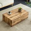 Rectangular coffee table with wood grain. 90×50×30 cm, MDF material, no assembly required. Underside with non-slip feet, suitable for luxury style.