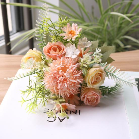 Artificial Flowers High Simulation Silk Petals Real Touch Adjustable Iron Wire Stems Mixed Roses Hydrangeas Daisies Maintenance-Free Home Decor Gifts