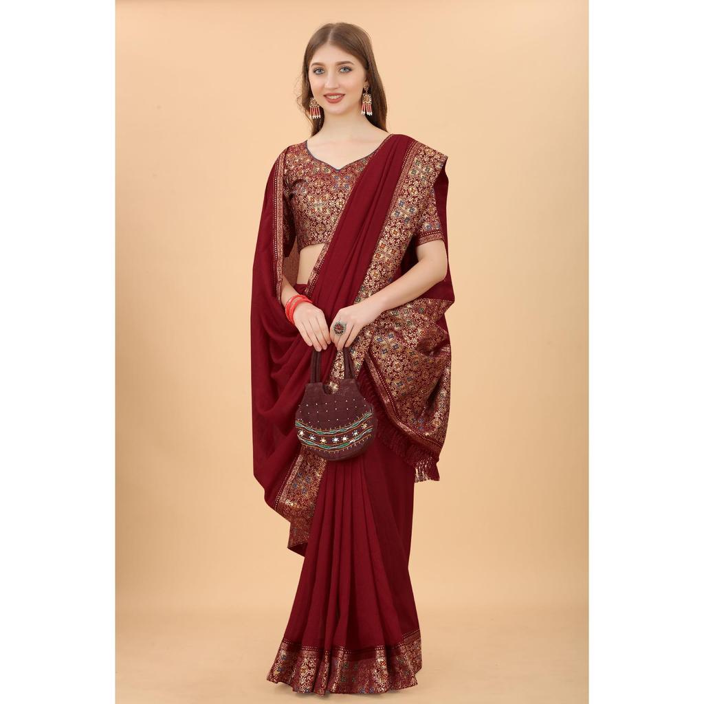 Индийское традиционное сари из жаккардового плетения