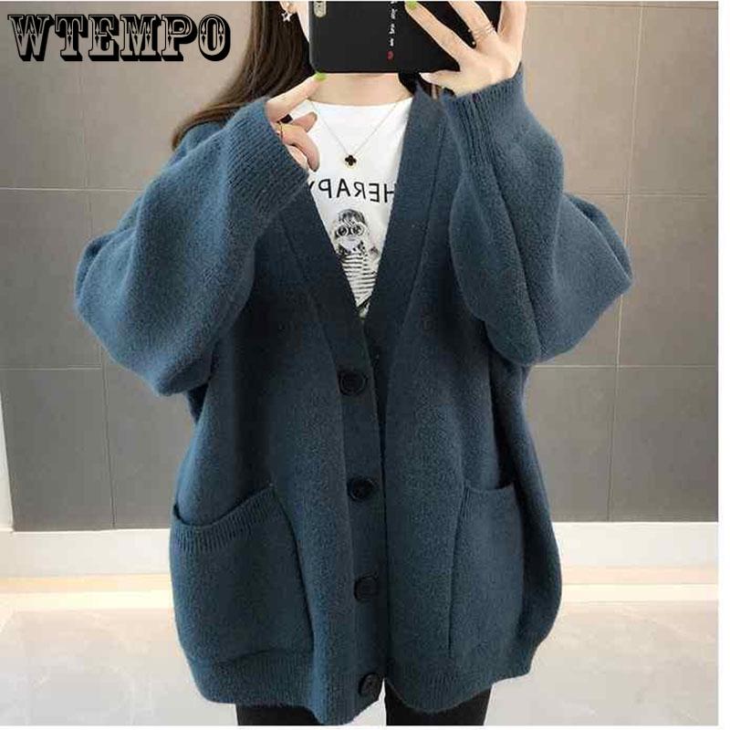 Autumn and Winter Women's Knitting Cardigan, Korean Version, Lazy Style, Loose and Thin, Versatile Cardigan for Students