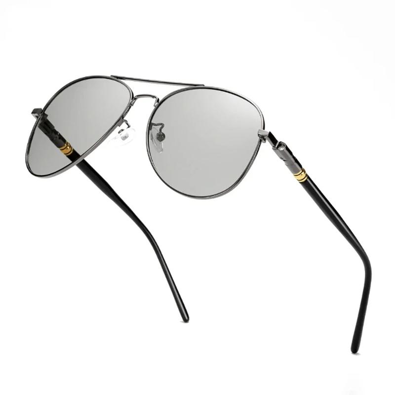 Хромированные поляризованные солнцезащитные очки UV400 стиль пилот линзы меняющие цвет мужские антибликовые очки для вождения очки