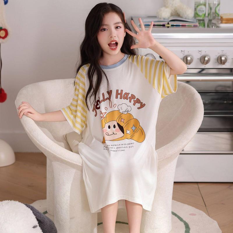 Girls Modals Sleep Dress Thin Nightgown Kids 3-8 Years Cartoon Princess Style Soft Comfortable Home Wear