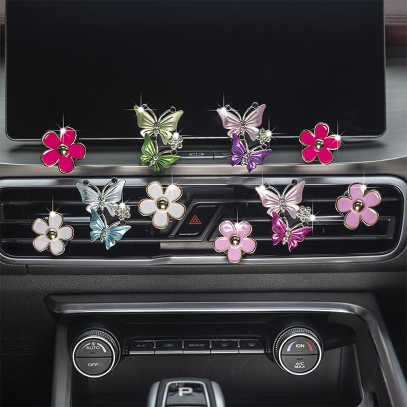 Car Interior Fresheners Diffuser Daisy Flower & Butterfly Vent Clip Car Air Outlet Perfume Decoration Clip