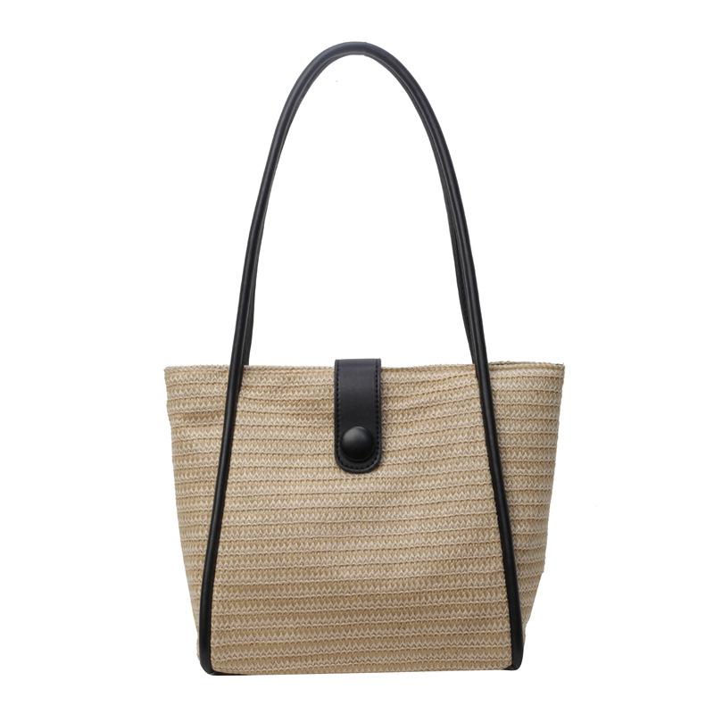Woven straw bag women's large capacity 2025 new versatile seaside shoulder bag beach vacation commuter tote bag