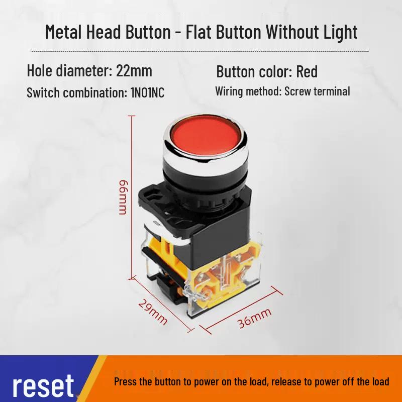 HUIJUN LA38 Red Momentary Push Button Switch 1NO 1NC