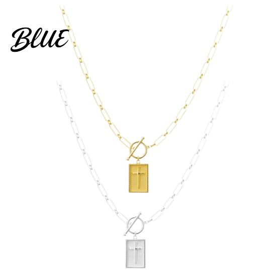 Faith Symbol Necklace Women Cross Pendant 16" Paperclip Chain Trendy