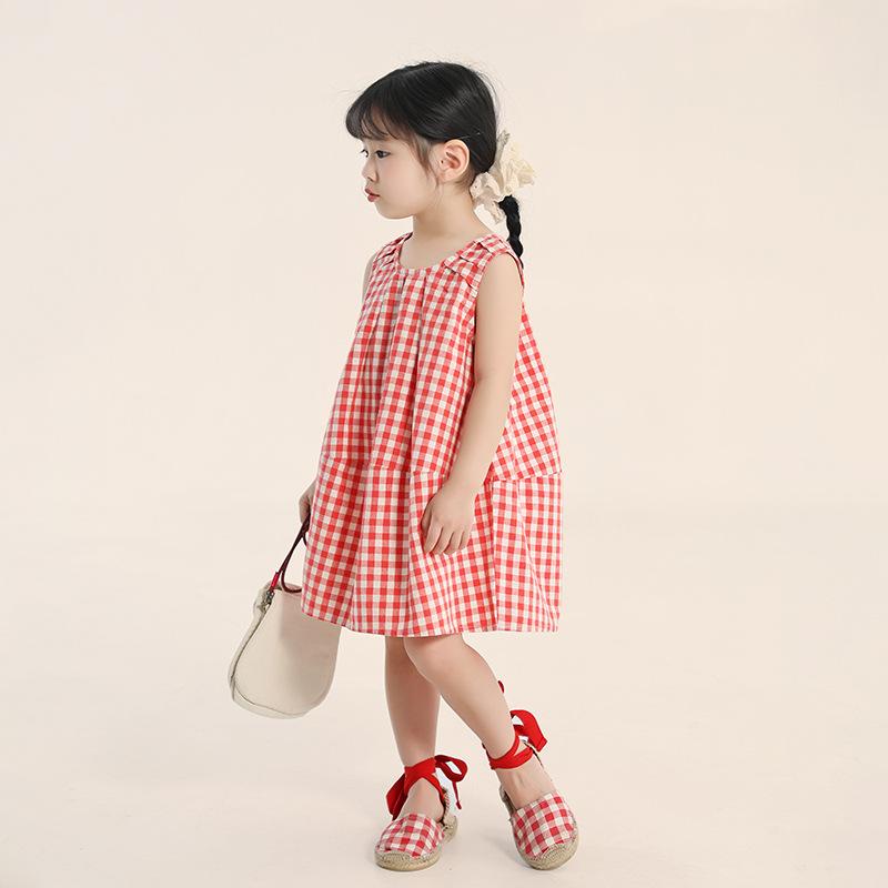 Girls Vintage Dress Print Summer Dresses Kids Casual Sleeveless Beach Cotton Dress Summer Outfits for Toddler Breathable Sundress for Little Girls