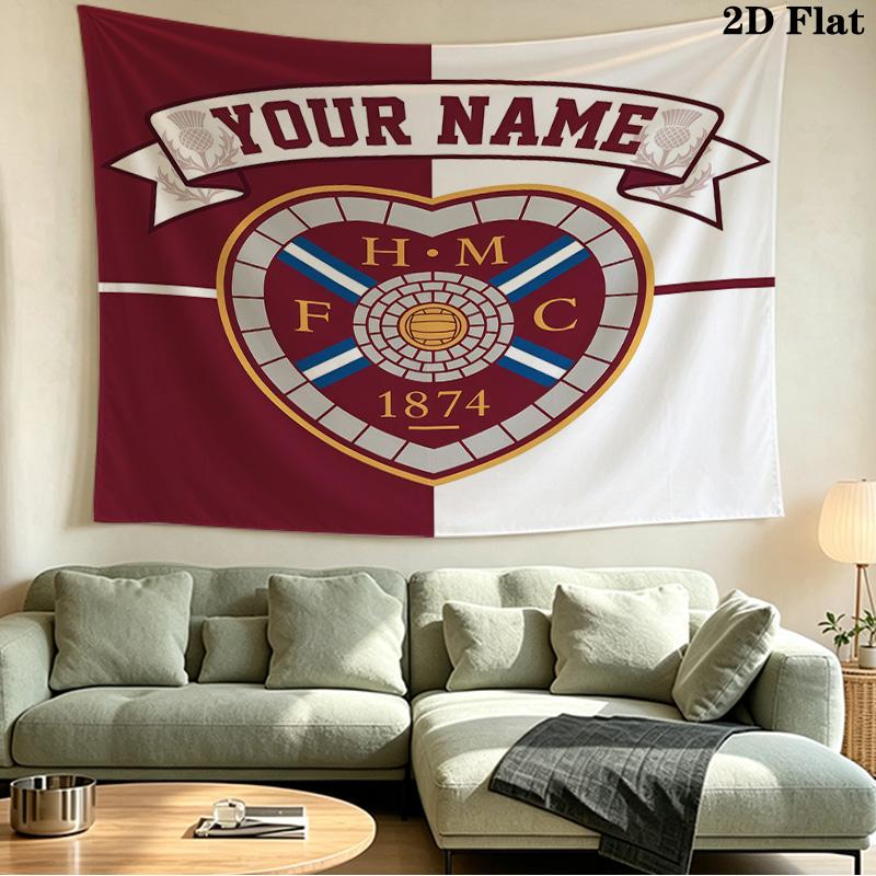 Custom Name Heart of Midlothian Printed Tapestry – Wall Hanging for Bedrooms, Dorms, and Home Decor