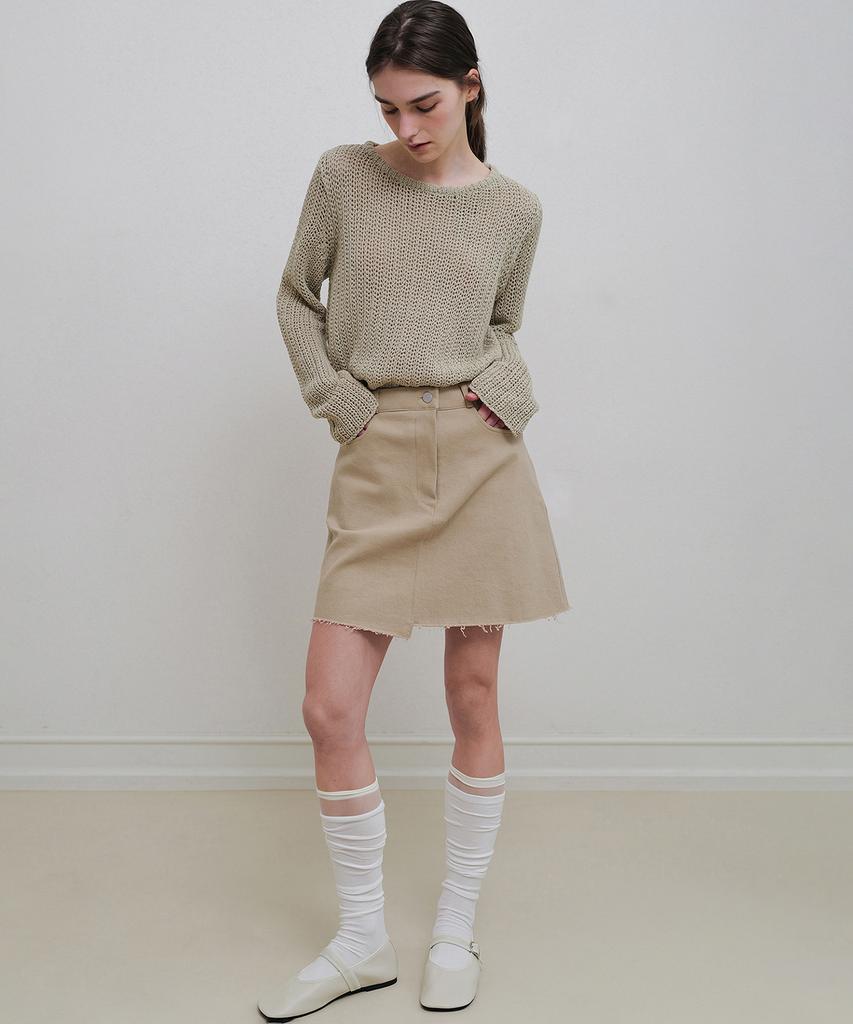 Annies Cotton Twill Mini Skirt (Beige)