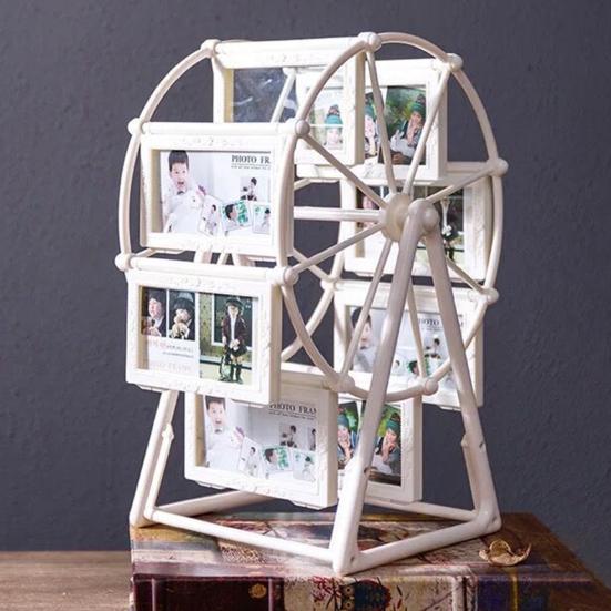 16 Фото Вращающееся Колесо Обозрение Рамка для Фото Винтажная Ветряная Мельница Рамка для Демонстрации Фотографий для Семьи Свадьбы Воспоминаний о Путешествиях Домашний Офис Настольный Декор