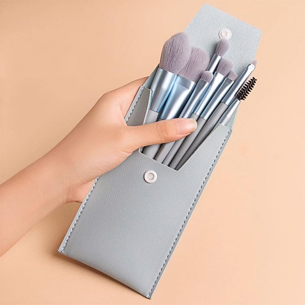 BAOQISHAN Makeup Brush Set with Premium Fiber and a Cosmetic Bag for Easy Carrying and Daily Perfect for Beginners 8-Piece Bristles, Ultra-Soft