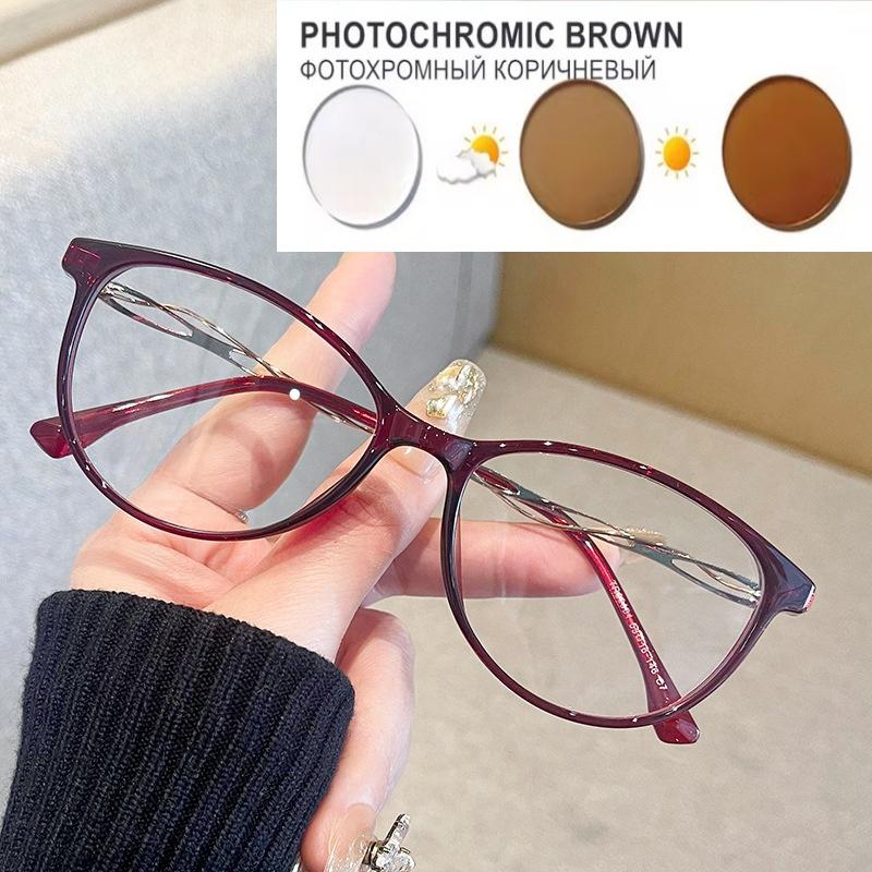 New Light Wine Red Small Oval Frame Glasses With Myopic Glasses Option Customized Degree Glasses Frame 0~-6.00