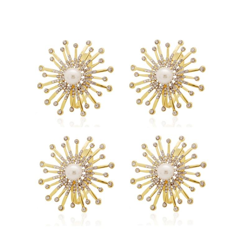 4 шт., кольца для салфеток с подсолнухом и стразами для праздника, свадьбы, вечеринки, украшение стола, держатель для салфеток