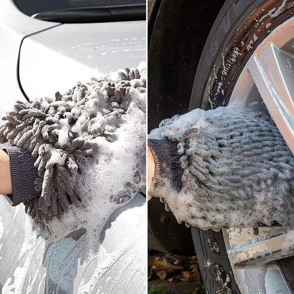 Горячая Распродажа 2 в 1 ультратонкие волокна шенилл микрофибра перчатка для мытья автомобиля варежка мягкая сетчатая основа без царапин для мытья автомобиля и чистки B7k4