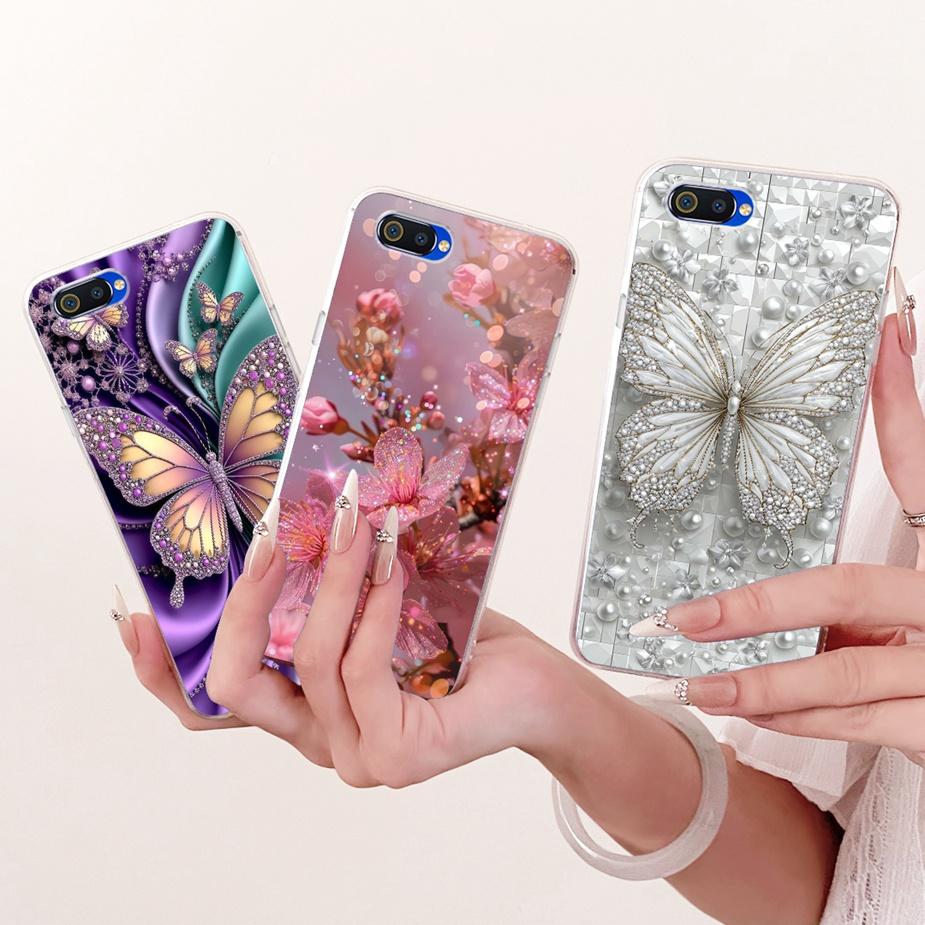 For Oppo A1k Case CPH1923 Luxury Flowers Butterfly Painted Cover Soft Silicone Case For Realme C2 RMX1941 OppoA1k RealmeC2 Shell