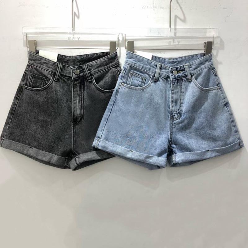 Классические и минималистичные модные универсальные женские свободные тонкие летние джинсовые шорты с подвернутым краем A Word Wide Leg Индивидуальность и модность