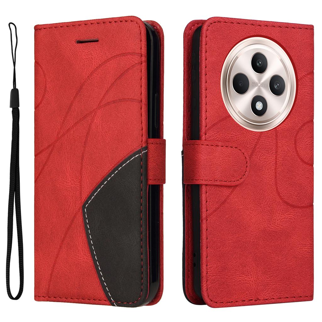 For Oppo Reno12 F 4G Leather Case Wallet Stand Color Splicing Phone Cover