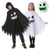 Halloween Kids Cosplay Costume White Black Luminous Ghost Luminous Face Cape Shawl Party Dress-Up Costume Boys Cape Girl