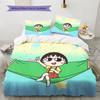 Chibi Maruko‑chan2 Pattern Bedding Quilt Set  Home Decoration  Gift (1 * duvet cover + 2 * pillowcase  without core)