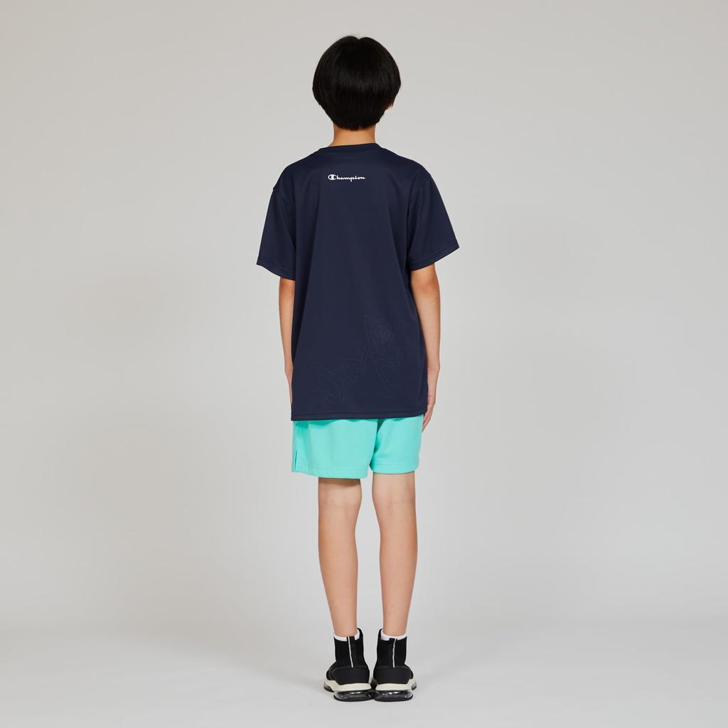 Champion Футболка с коротким рукавом для короткой команды Quick Высоко антибактериальная и отталкивающая запах Графическая футболка с коротким рукавом Темно-синяя Детская, Рукав, Горловина, Быстросохнущая, Дышащая,
