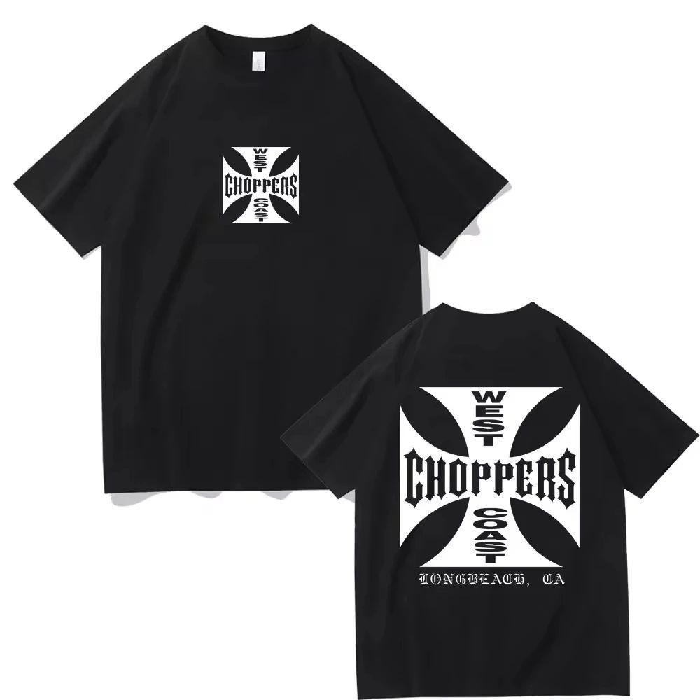 Футболка с принтом рамы Cross от West Coast Choppers Мужская Хип-хоп Уличная одежда Оверсайз футболки Модные футболки Мужская флисовая с коротким рукавом Женская Мужская одежда