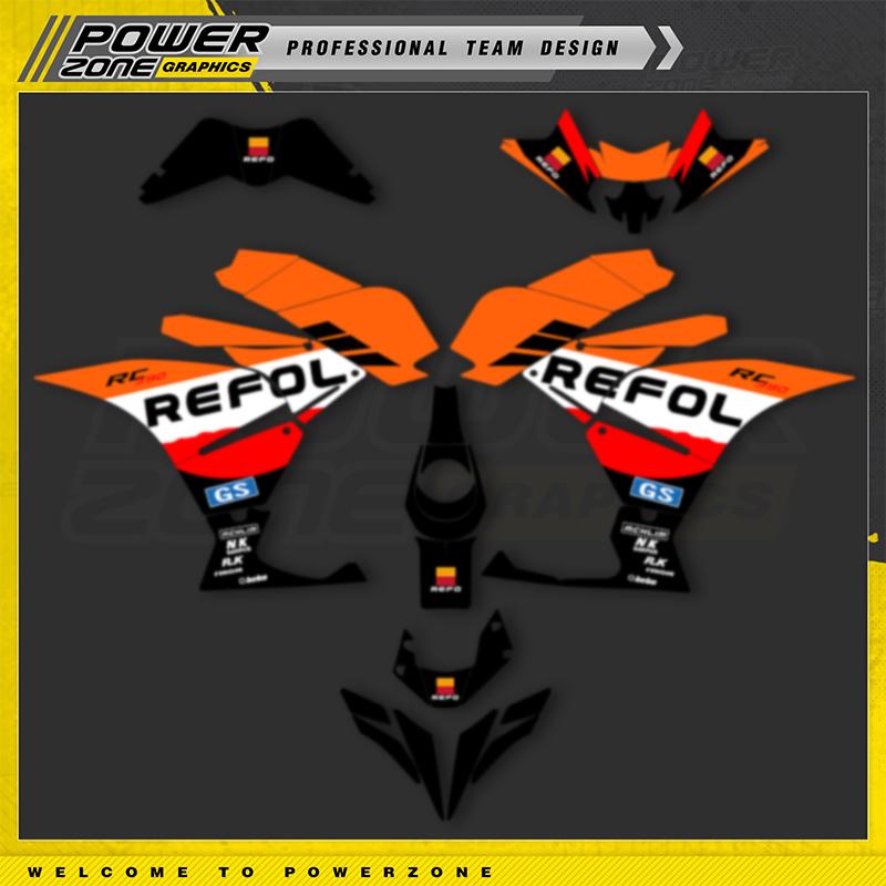 Графика наклеек PowerZone Custom для KTM RC 250 RC 390 2017-2020  SUPERMOTO Наклейки на фон мотоцикла Комплект